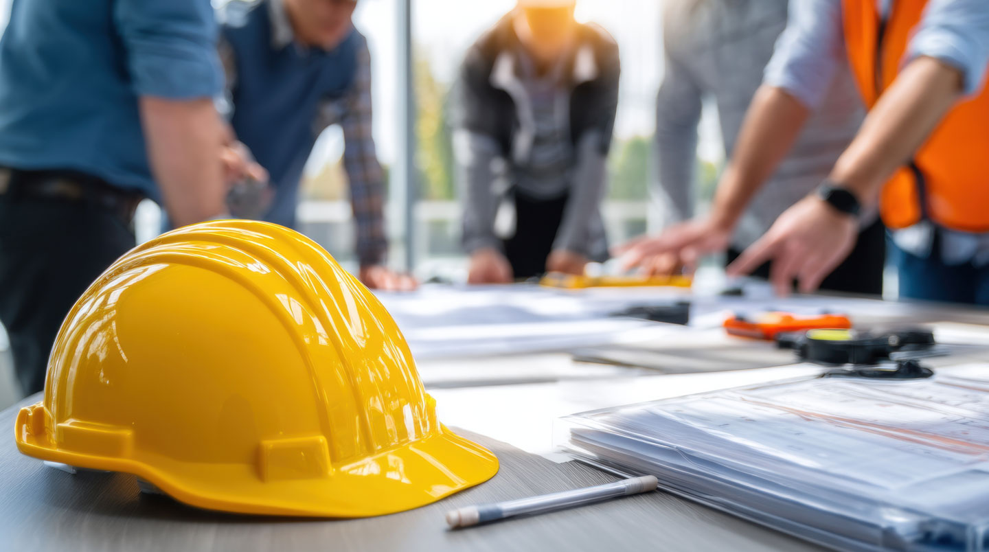 Une personne de profil consulte un grand tableau de planification de chantier fixé au mur indiquant phases de travaux et jalons de paiement, maison montréalaise en rénovation avec murs à colombages exposés en arrière-plan