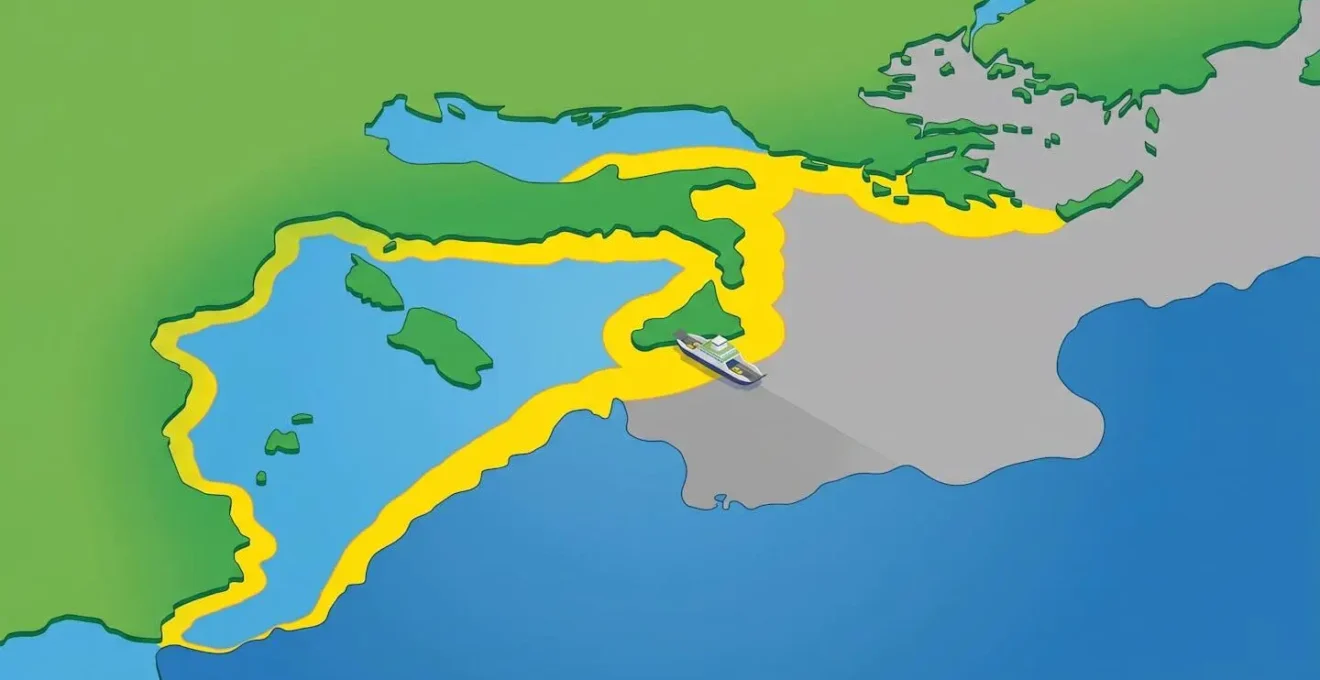 Schéma isométrique montrant les zones de couverture mobile le long des côtes méditerranéennes